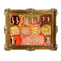 a gold frame with a painting on it