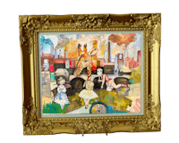 a painting of a giraffe in a gold frame